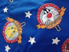 looney tunes bugs daffy fun fabric logo blue 21 x 12 inch 1pc new