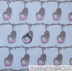 BonEful FABRIC FQ Cotton Quilt White Pink Gray Orange Flower Butterfly Bird Girl