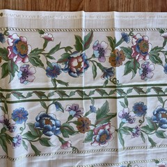 DRAPERY MCMLXXXVII Boussac Floral Flower Vine Gold Metallic Border Stripe 1.25 Y