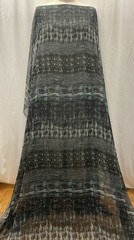 Poly Rayon Fluid Organza Deep Charcoal Teal Abstract Ikat Fabric By The Yard 60″