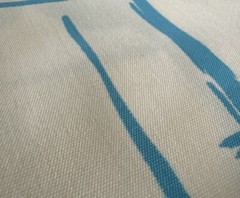 Vintage Klopman Mills Floral 70s Fabric Cotton White Turquoise Mod 1 Yard A5