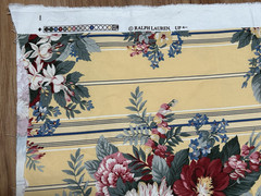 Ralph Lauren Upholstery Fabric 77 X 42.5 Yellow Red Floral Blue Stripes