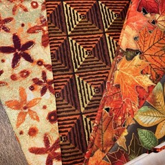 Fall Autumn 6 Fat Quarters Quilters Cotton Turkeys Oak Leaves orange green red