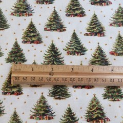 By The Yard ~ Christmas Fir Tree CREAM Digital $3.99 Ships ANY Amount Of Fabric