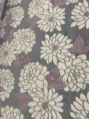 2 Yards 27″ by 60″ White Mums W/Grey Background Lavender Leaves – Shannon Fabric