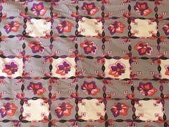 Loomskill Inc Fabric @2 Yards Floral Flowers Pink Purple Mod Vtg Groovy Squares