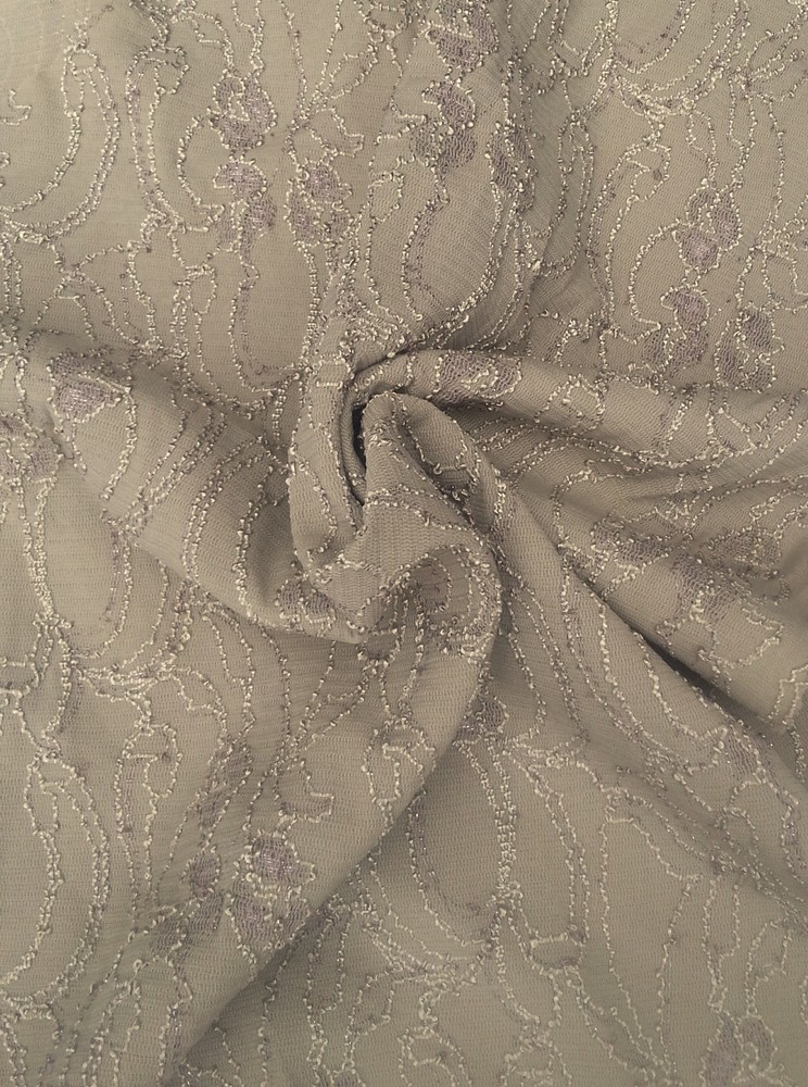 Beige Nylon Spandex French Lace Fabric by the Yard Scalloped Edge
