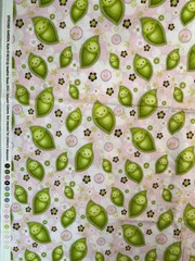 Fabric -OOP Stitched Garden Green Babies In Pea Pods Heather Rosa Camelot 36×44”