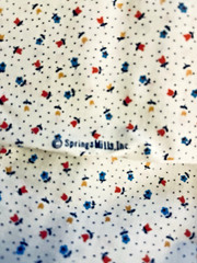VTG Spring Mills Tiny Ditzy CALICO Red & Blue Florals & Blue Dots on White BTFQ
