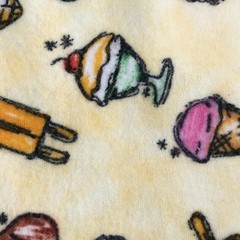 Vtg Ice Cream Flannel Fabric Leslie Beck Iceacream Springs Global 1yd + 10″ x 42