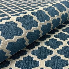 Blue Denim Mid Century Jacquard Upholstery Fabric 57″