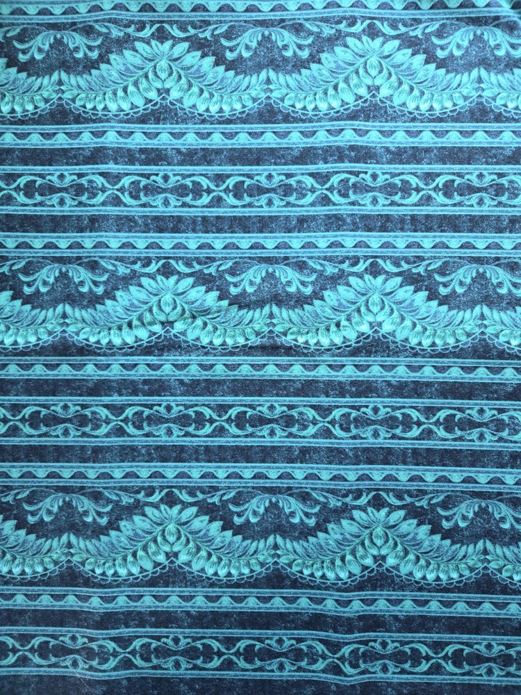 Jinny Beyer Four Seasons 2006 RJR Fabric Green Floral Stripe 2 Yards x 44 Cotton