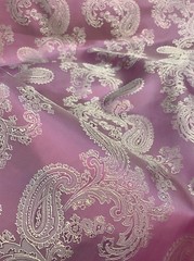 Paisley Woven Brocade NONSTATIC Viscose Satin Feel Fabric Pink Dusty Rose