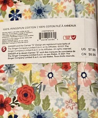 Singer 1yd Ringspun 100% Cotton 36”L x 44” W Quilting Sewing Crafts Precut New