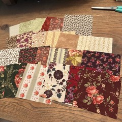 43 Piece Floral Cotton Fabric Charm Squares 5 Inch Quilt Patchwork Scrap Lot