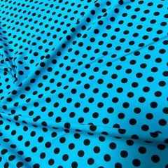 Swimwear Fabric Spandex Stretch Neon Blue Polka Dots print By Yard for Swimwear