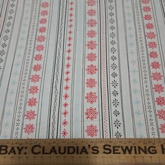 Snowflake Stripe BTY Ink & Arrow Red Blue Black on White
