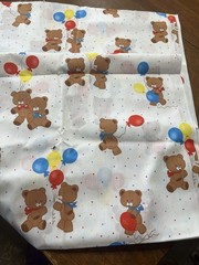Vintage Bear With Balloons Fabric Springs Industries 2 Yds Lightweight New