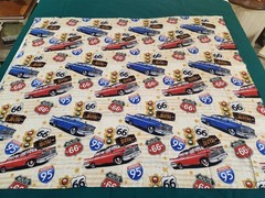 David Textiles, Inc. Route 66 Classic Cars Pattern Beige Cotton Fabric Quilting
