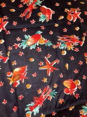 VTG ALEXANDER HENRY, Seashells Lobsters on Black, Nautical Fabric, 106”x29.5”