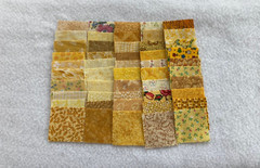 50 DIFFERENT YELLOW 1 1/2-INCH CALICO FABRIC QUILT SQUARES – MANY VINTAGE