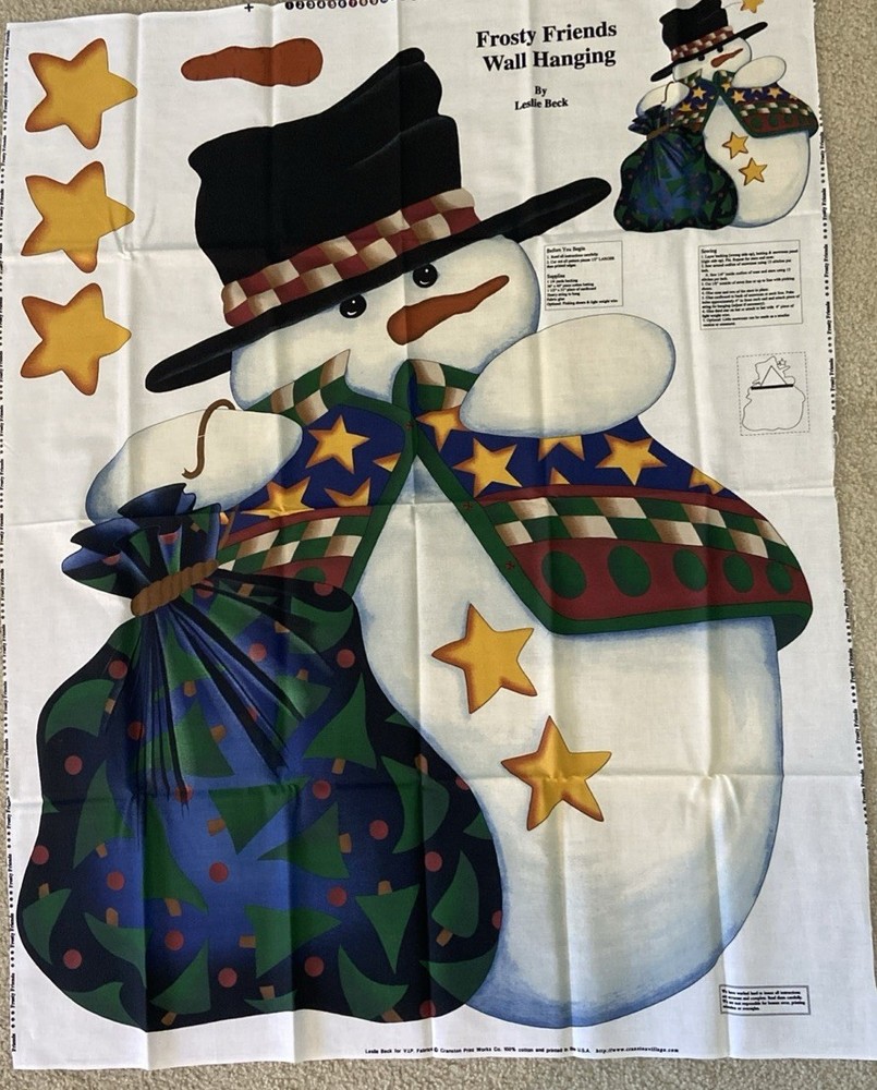 NOS: Frosty Friends Wall Hanging Fabric Panel by Leslie Beck 36 X 44IN Tall A
