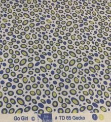 “Go Girl” Ovals & Polka Dots Fabric Remnant By Top Drawer Blue Green And White