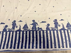 Children, Sailboats & Sand Castles Cotton Fabric with Border 72 X 45 Inches New
