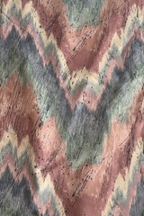 VTG 80s Stanley King Chevron Flame Fabric Screen Print Blue Pink Green 56 X 82
