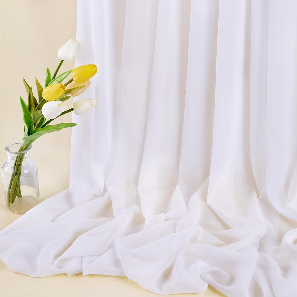 5 Yard White Chiffon Fabric by the Yard, 58 Inch Wide Elegant Sheer Chiffon Fabr