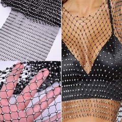 1 Yard Diamante Fishing Net Fabric Crystal Rhinestones for Clothes DIY Accessory