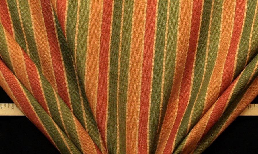 Discount Fabric DRAPERY Olive Green, Burnt Orange, Paprika & Honey Desert Stripe
