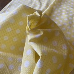2 Y Vintage Flocked cotton poly batiste fabric DOTTED SWISS White dots on yellow