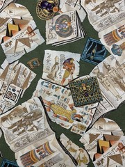Vtg 1999 Alexander Henry Egyptian Fabric Documents History Scroll Pyramid 1 Yard
