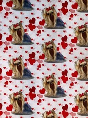 Long Cut Leftovers NEW Cotton Poly Fabric 12″X40″ YORKIE HEARTS Limited