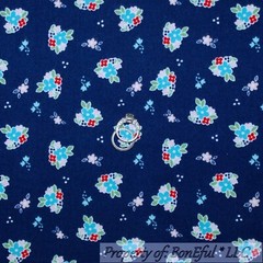 BonEful Fabric FQ Cotton Flannel VTG Aqua Blue Purple Pink White DORA Dot Flower