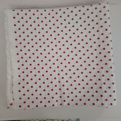 Fabric Remnant Material 60×108″ Fuschia Pink Polka Dot On White Piece Polyester