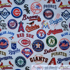 BonEful FABRIC FQ Cotton Quilt Navy Blue White Gold Kansas City Royals MLB USA L