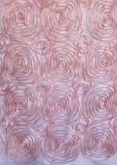 BLUSH Color 3D Rose Rosette Embroidery Satin 58″ width Fabric by the yard
