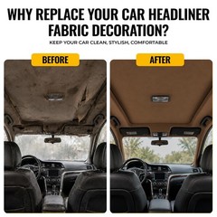 Headliner Fabric 108″ L x 60″ W Foam Backing for Car Truck RV SUV Boat Camel