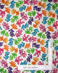 Fish Fabric 22″ Length Multicolor Fishes Cotton by QT Tail of Two Kitties