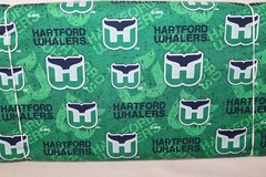 Hartford Whalers ~ Logo On Logo Pattern NHL Cotton Fabric 1/4 Yard 9” X 44”