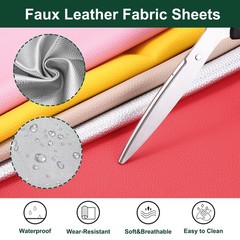 Faux Leather Fabrics, 54×36 Inch Waterproof PU Faux Leather(Silver Tone)