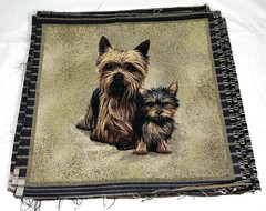 Yorkie Tapestry Fabric ( ONE PANEL ) Robert J May Artwork, Art=~17.375” x 15.75”