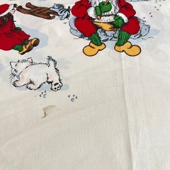 Vintage Christmas Double Border Santa & Vintage Children Cotton 1.5 yards x 59″