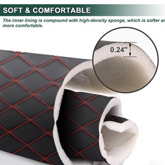 Quilted Leather Fabric w/ Foam Waterproof Car Headliner Upholstery Black Red