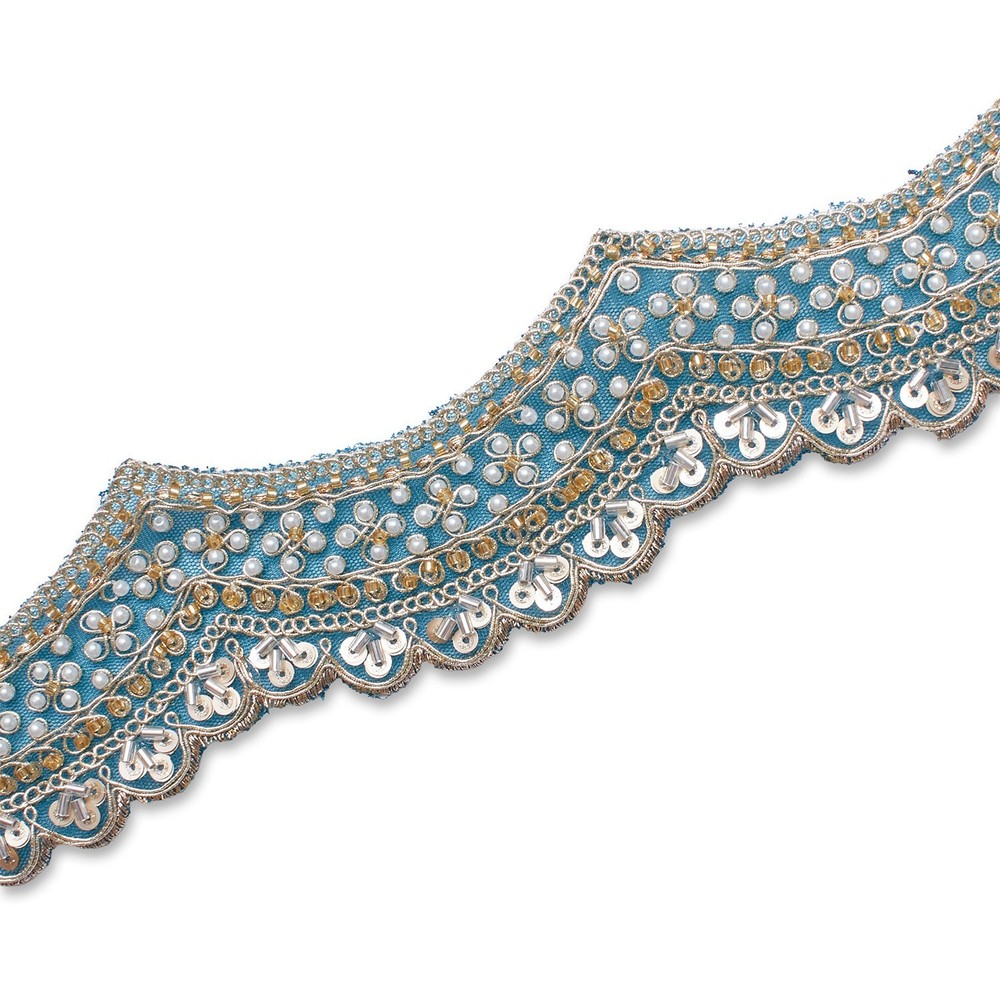 Lace Fabric Trim 2.5 In Beaded Sequin Metallic Scalloped Mesh 4.9 / 9.8 Yd Spool