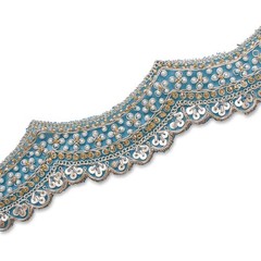 Lace Fabric Trim 2.5 In Beaded Sequin Metallic Scalloped Mesh 4.9 / 9.8 Yd Spool