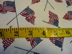 5-1/2 YDS AMERICAN FLAGS ON TAN PATRIOTIC 100% COTTON