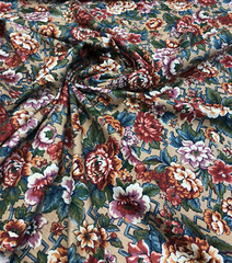 Stanley King Fabricut Vintage Red Green Blue Floral Fabric By The Yard